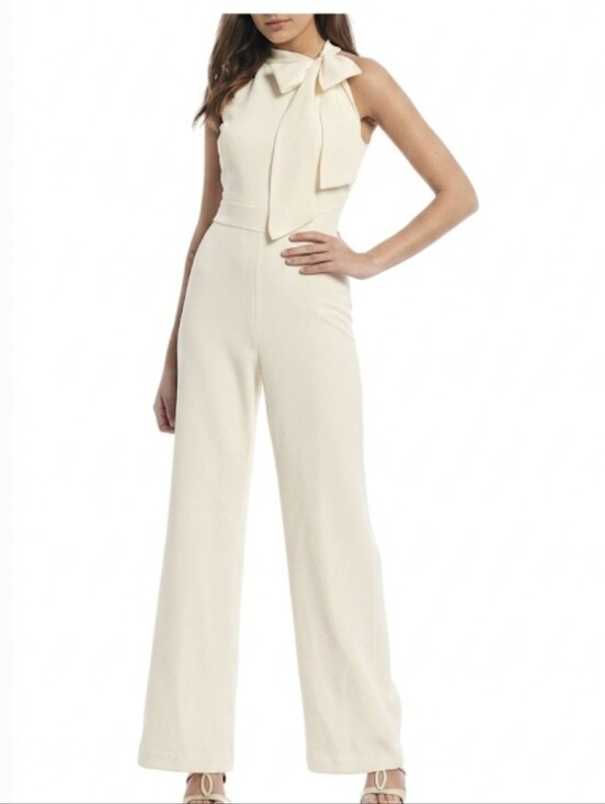 Vince Camuto Pants - Vince Camuto Women's Size 2  Halter Tie Top Wide Leg Jumpsuit Ivory NWT $138